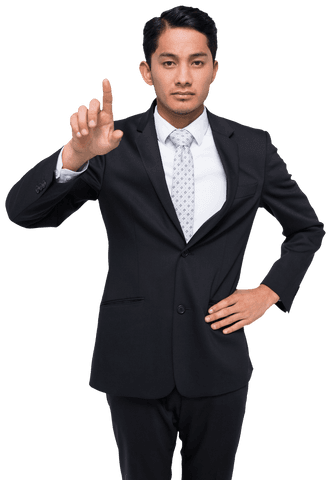 Transparent Asian Businessman Pointing Forward Intensely - Download Free Stock Videos Pikwizard.com