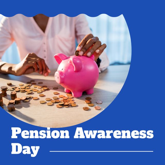 Pension Awareness Day Concept with Woman Using Piggy Bank - Download Free Stock Templates Pikwizard.com