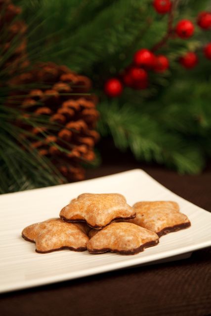 Brown Plate With Star Cookies With Chocolate - Download Free Stock Photos Pikwizard.com
