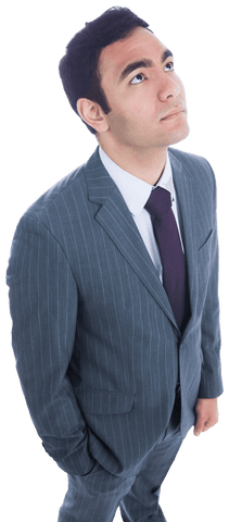 Caucasian Businessman Looking Up Isolated Transparent Photo