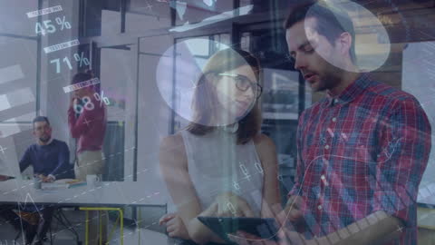 Team Collaborating with Futuristic Data Display