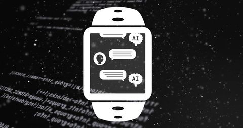 ai smartwatch interface with coding background - Download Free Stock Images Pikwizard.com