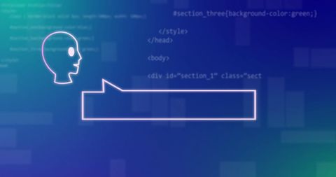 AI Communication Interface with Speech Bubble on Digital Background