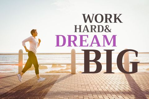 man jogging by the sea with motivational quote - Download Free Stock Templates Pikwizard.com