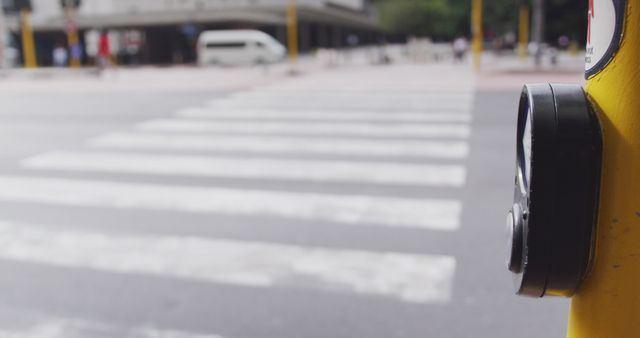 Crosswalk Button with Blurred Urban Background - Download Free Stock Images Pikwizard.com