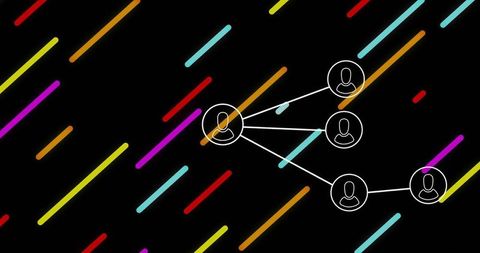 User Connection Icons with Neon Lines on Black Background