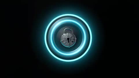 Futuristic Digital Padlock Animation on Neon Background