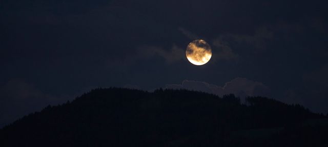 Full Moon Illuminating Dark Night Sky Over Mountain Peaks - Download Free Stock Photos Pikwizard.com