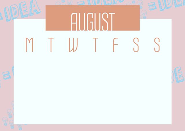 Minimalist August Calendar Template with Light Blue Background - Download Free Stock Videos Pikwizard.com