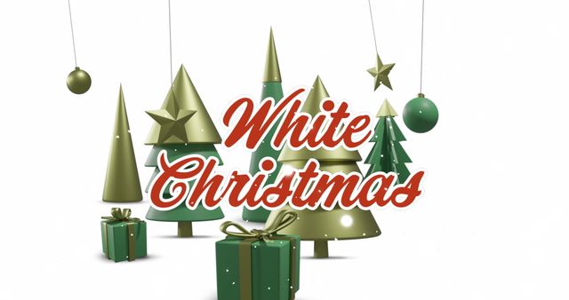 Festive White Christmas Display with Ornaments and Gifts - Download Free Stock Images Pikwizard.com