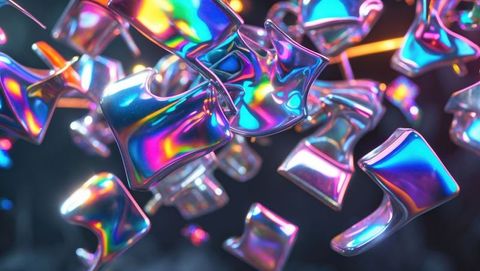 Floating Iridescent Metallic Shapes in Futuristic Abstract Space - Download Free Stock Images Pikwizard.com