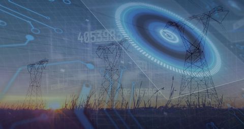 Digital Transformation in Power Grid Technology with High Voltage Lines - Download Free Stock Images Pikwizard.com