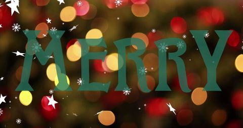 Festive Christmas Greetings Text on Twinkling Lights