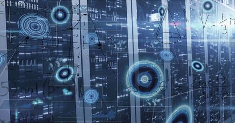 Futuristic Digital Analytics with Holographic Data in Server Room