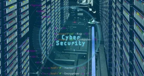 Cybersecurity and Data Processing Visualization Over Servers - Download Free Stock Images Pikwizard.com