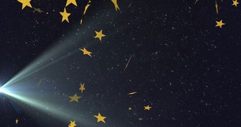 Celestial starburst with golden star cutouts and beam