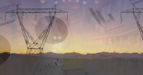 Energy Finance Concept with Power Lines at Sunset - Download Free Stock Images Pikwizard.com