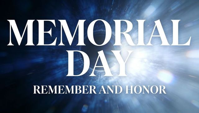 Memorial day remember and honor tribute poster with radial light and lensflare