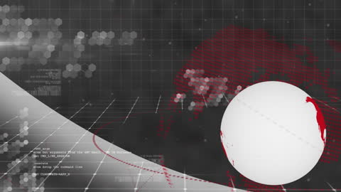 Spinning Globe with Digital Data on Grey Background