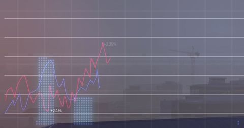 Financial Data Analytics with City Skyline Overlay - Download Free Stock Images Pikwizard.com