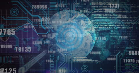 Digital Globe with Financial Data and Circuitry