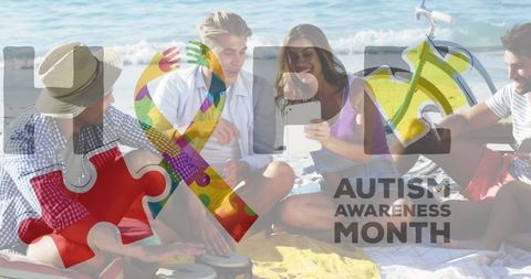 Celebrating Autism Awareness with Friends at Beach