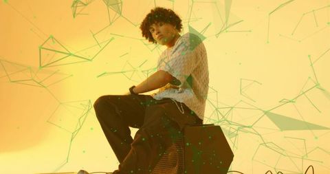 Modern Abstract Portrait with Network Overlay