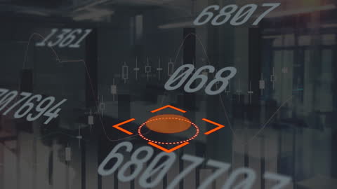 Futuristic Transparent Office with Floating Financial Charts