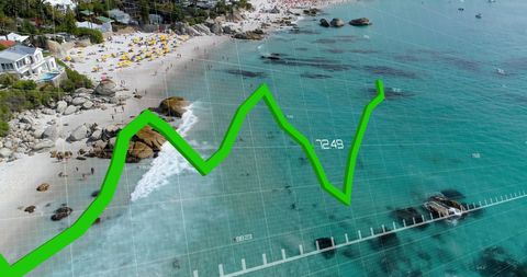 Financial Overlay Visualization on Coastal Beachscape