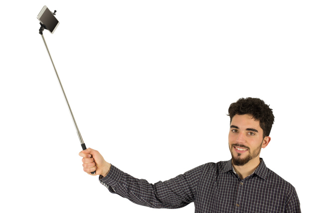 Casual Young Man Using Selfie Stick on Transparent Background - Download Free Stock Videos Pikwizard.com