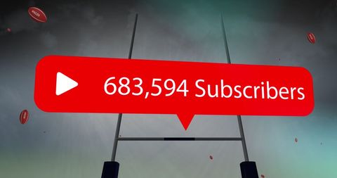 Rugby themed social media subscribers counter concept