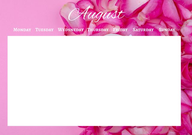 Pink Peony-Themed August Calendar for Personal Planning and Reminders - Download Free Stock Videos Pikwizard.com