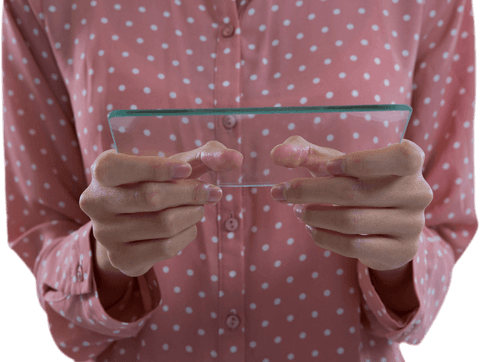 Woman Using Transparent Glass Tablet in Hands - Download Free Stock Videos Pikwizard.com