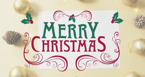 Merry Christmas Banner with Holiday Decorations