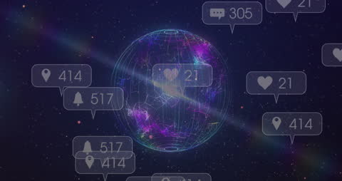 Digital Globe with Social Media Interface in Space View