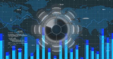 Digital Data Analysis with World Map and Cyber Interface - Download Free Stock Images Pikwizard.com