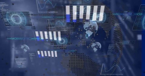 Abstract Global Interface with Data visualizations and Network Technology - Download Free Stock Images Pikwizard.com
