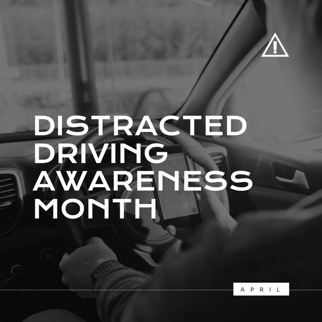 Distracted Driving Awareness Highlighted on Smartphone Use in Car - Download Free Stock Templates Pikwizard.com