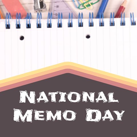 national memo day celebratory design with office supplies - Download Free Stock Templates Pikwizard.com