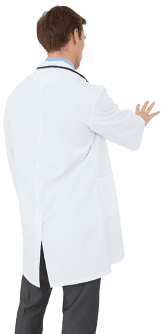rear view transparent doctor pointing in lab coat - Download Free Stock Videos Pikwizard.com