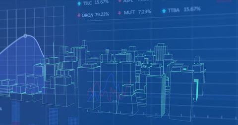 Futuristic 3D Cityscape with Intersecting Financial Data - Download Free Stock Images Pikwizard.com