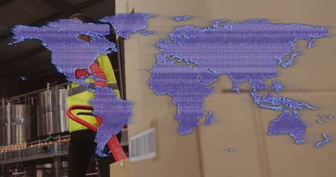 Warehouse worker navigating global logistics landscape