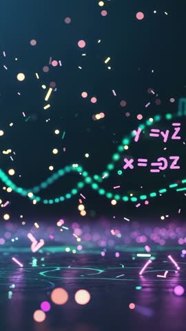 Vertical Neon Particles and Pulsing Waveform with Emerging Silhouette | Futuristic Holographic Loop