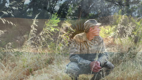 Argentinian Flag Overlay on Soldier in Field Landscape