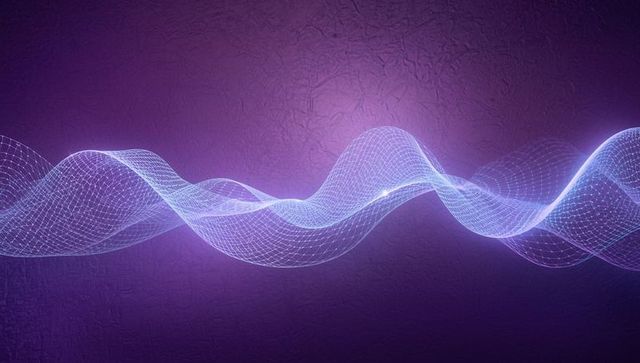 Glowing Mesh Wave on Purple Background