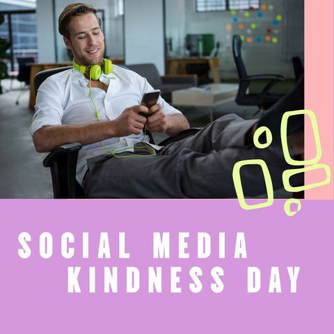 Businessman engaging online on social media kindness day
