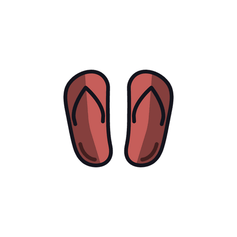 Red Flip-Flops Icon Illustration on Transparent Background