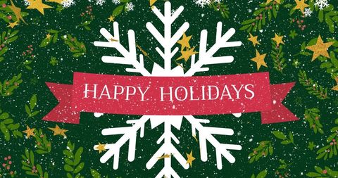 Festive snowflake greeting with holiday banner