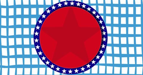 Patriotic american flag elements on blue grid background