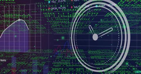 Abstract Clock Over Digital Data and Graphs Representing Time Management - Download Free Stock Images Pikwizard.com